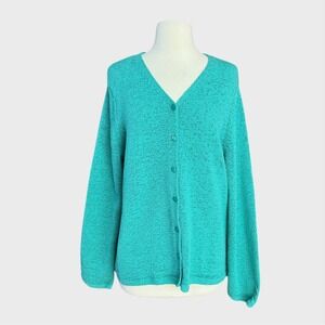 NWT Pendleton petite extra large teal turquoise knit cardigan sweater Coastal
